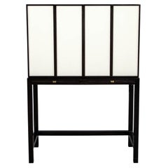 Modern White Lacquered Bar Cabinet