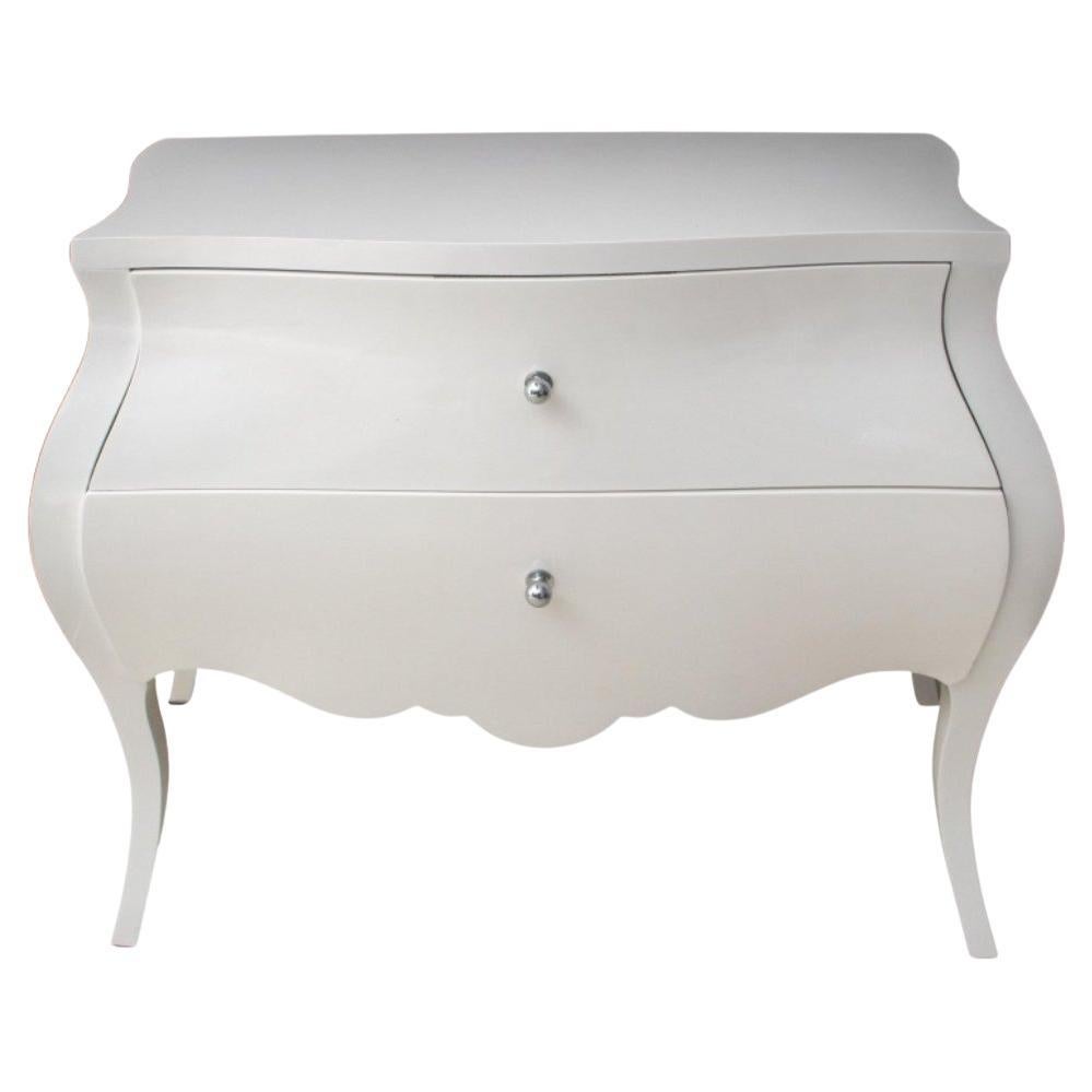 Modern White Lacquered Bombe Chest of Drawers