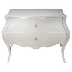 Used Modern White Lacquered Bombe Chest of Drawers