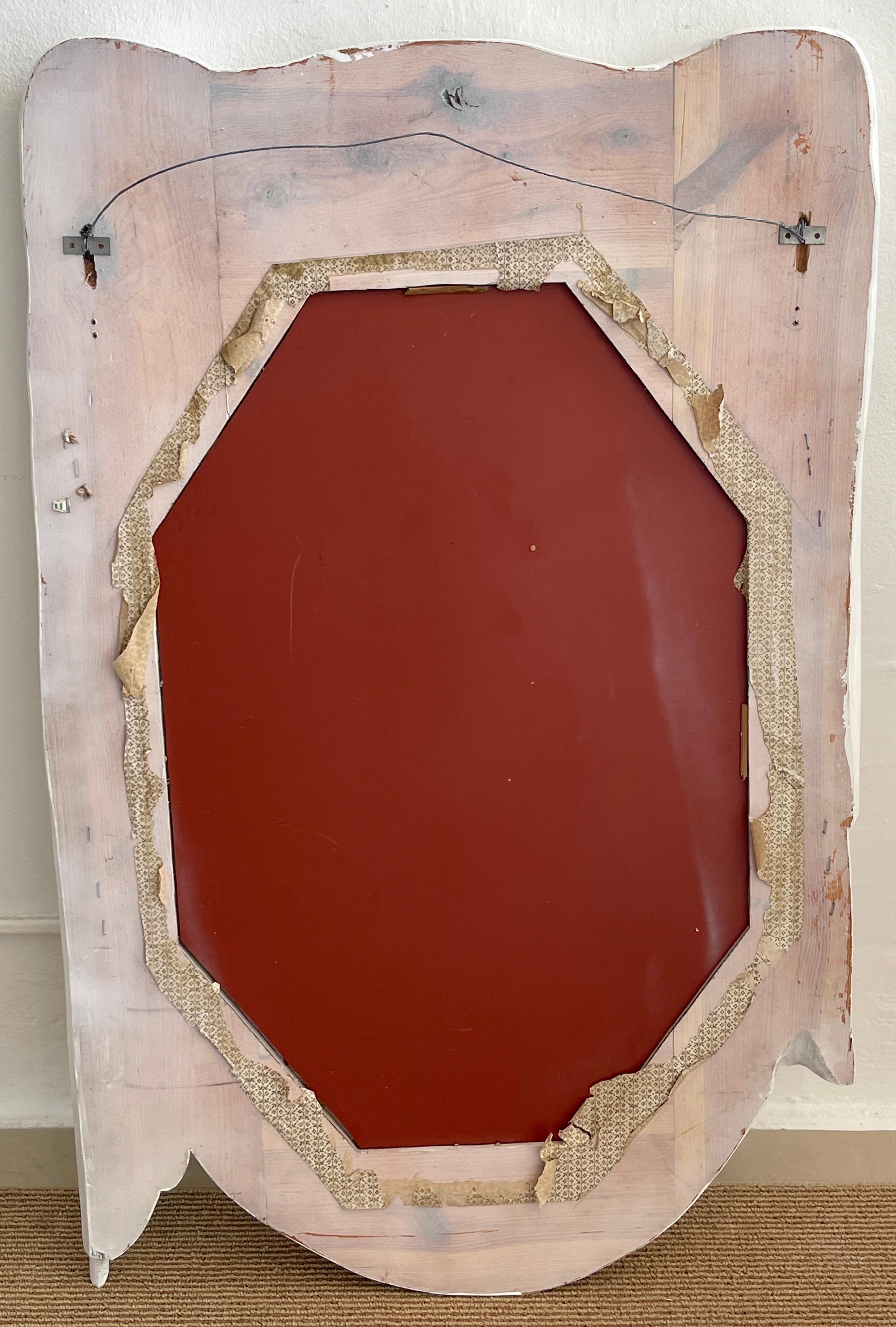 Modern White Lacquered Carved Wood Draped Mirror For Sale 6
