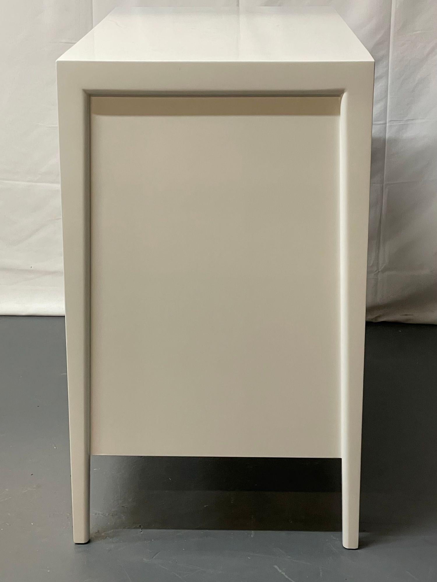 Wood Modern White Lacquered Chest, Commode, Bedside Stand, Michell Gold Bob Williams