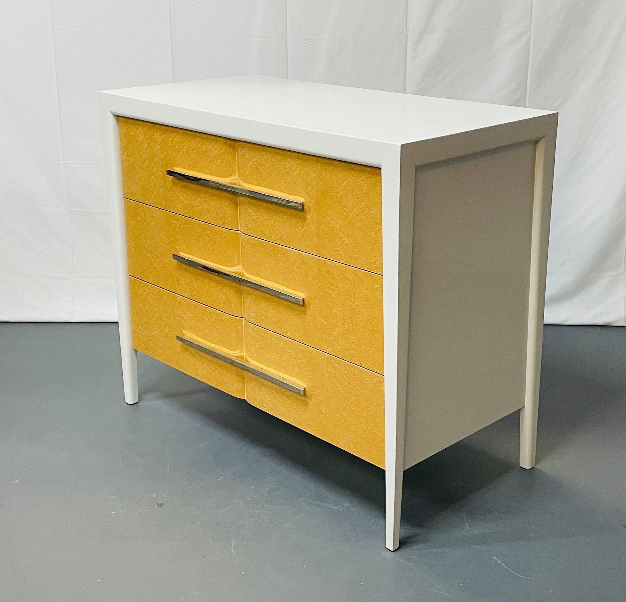 Modern White Lacquered Chest, Commode, Bedside Stand, Michell Gold Bob Williams 1