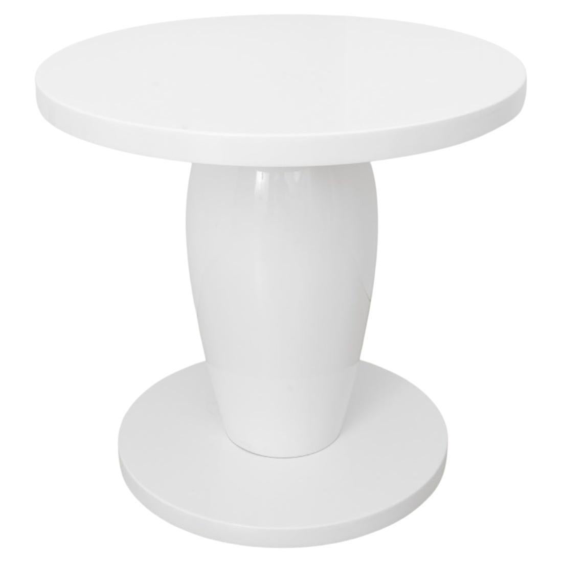 Modern White Lacquered Circular Side Table For Sale