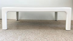 Modern White Lacquered Coffee Table with Mirror Top