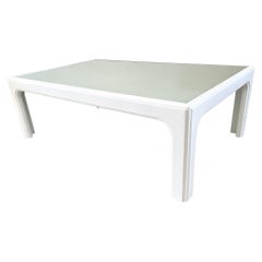 Modern White Lacquered Coffee Table with Mirror Top