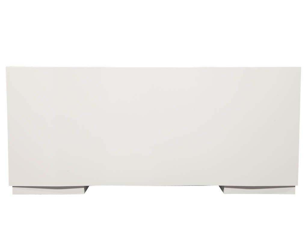 American Modern White Lacquered Executive Desk For Sale