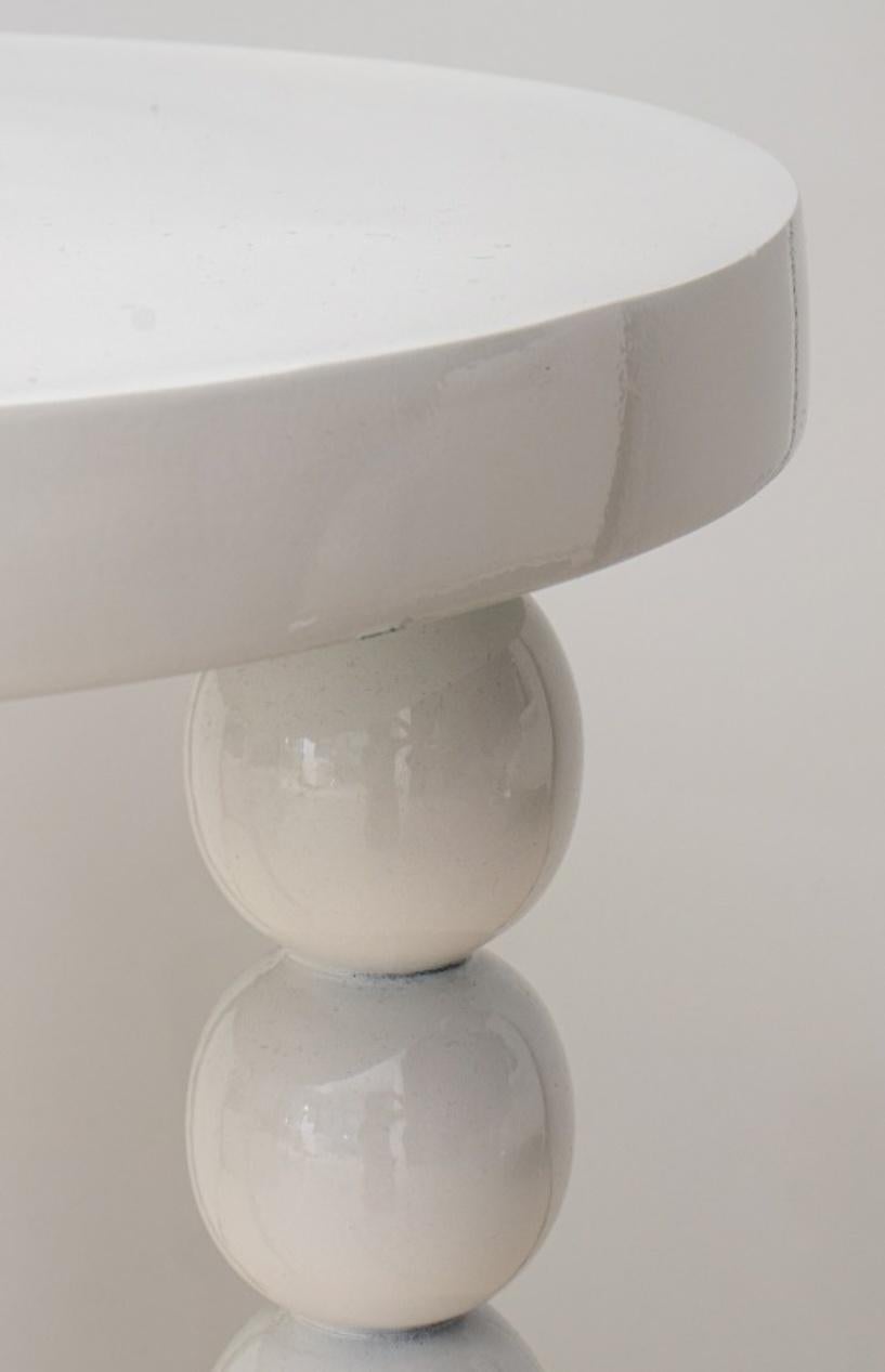 Modern White Lacquered Metal Spindle Table In Good Condition In Astoria, NY