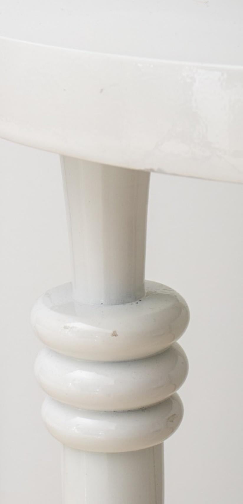 Contemporary Modern White Lacquered Metal Spindle Table