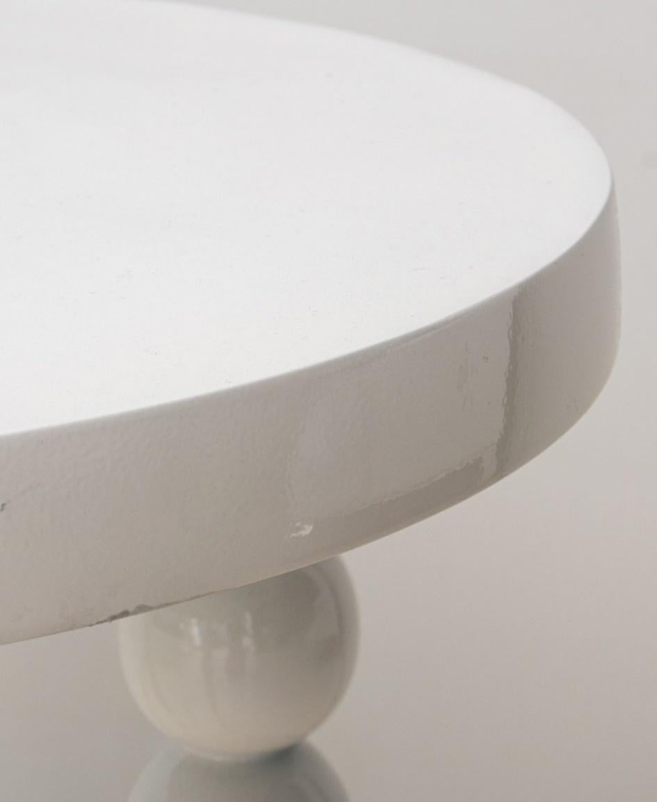 Modern White Lacquered Metal Spindle Table 3
