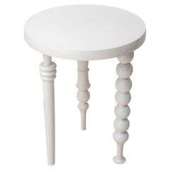 Modern White Lacquered Metal Spindle Table