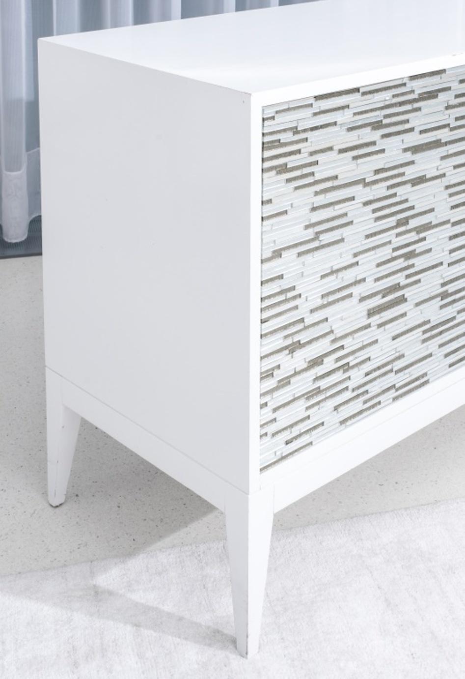 Modern White Lacquered Mosaic Credenza 1