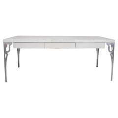Modern White Lacquered Partner's Desk