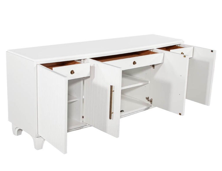 Modern White Lacquered Sideboard Cabinet with Reeded Doors For Sale at ...