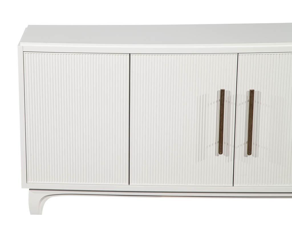 Modern White Lacquered Sideboard Cabinet with Reeded Doors 5