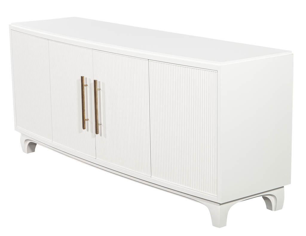 Modern White Lacquered Sideboard Cabinet with Reeded Doors 7
