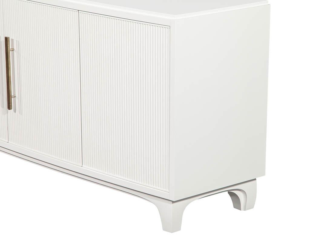 Modern White Lacquered Sideboard Cabinet with Reeded Doors 8