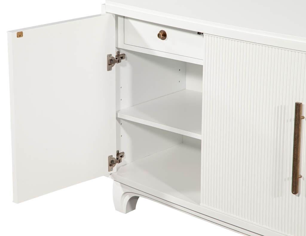 Modern White Lacquered Sideboard Cabinet with Reeded Doors 9
