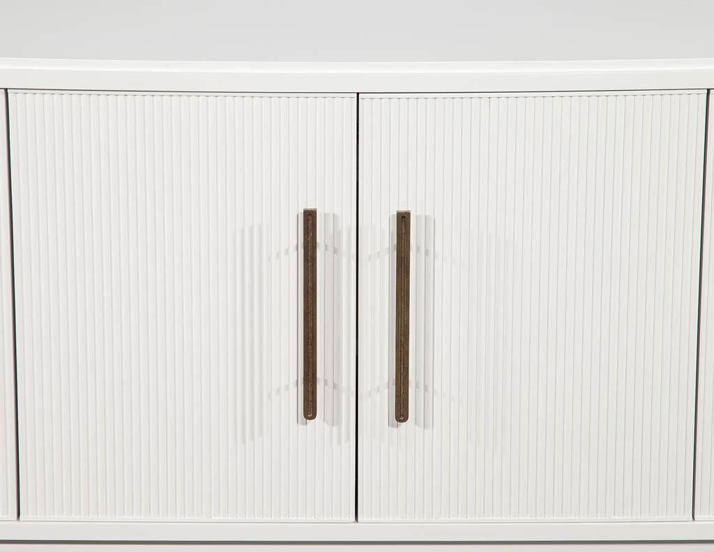 Contemporary Modern White Lacquered Sideboard Cabinet with Reeded Doors