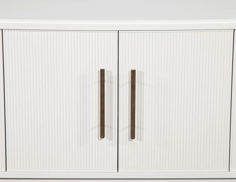 Modern White Lacquered Sideboard Cabinet with Reeded Doors For Sale at ...