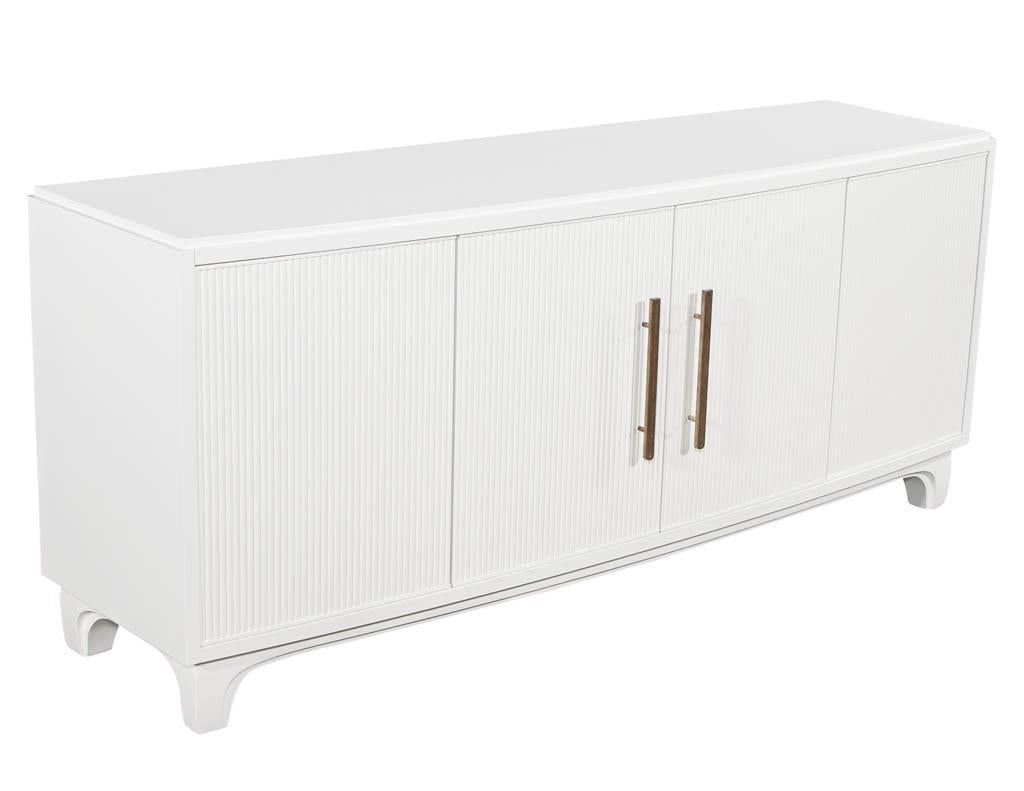 Modern White Lacquered Sideboard Cabinet with Reeded Doors 3