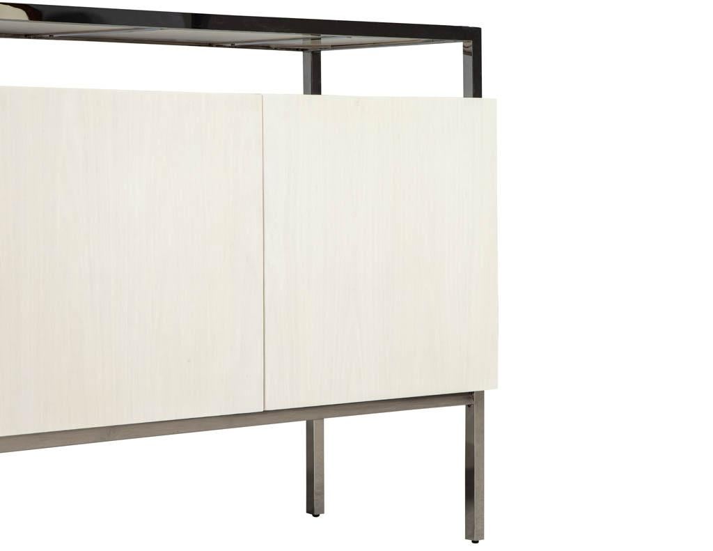 Modern White Lacquered Sideboard Console Stainless Steel 4