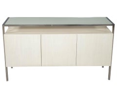 Console buffet moderne laqué blanc en acier inoxydable