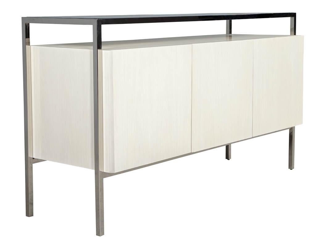 Modern White Lacquered Sideboard Console Stainless Steel 2