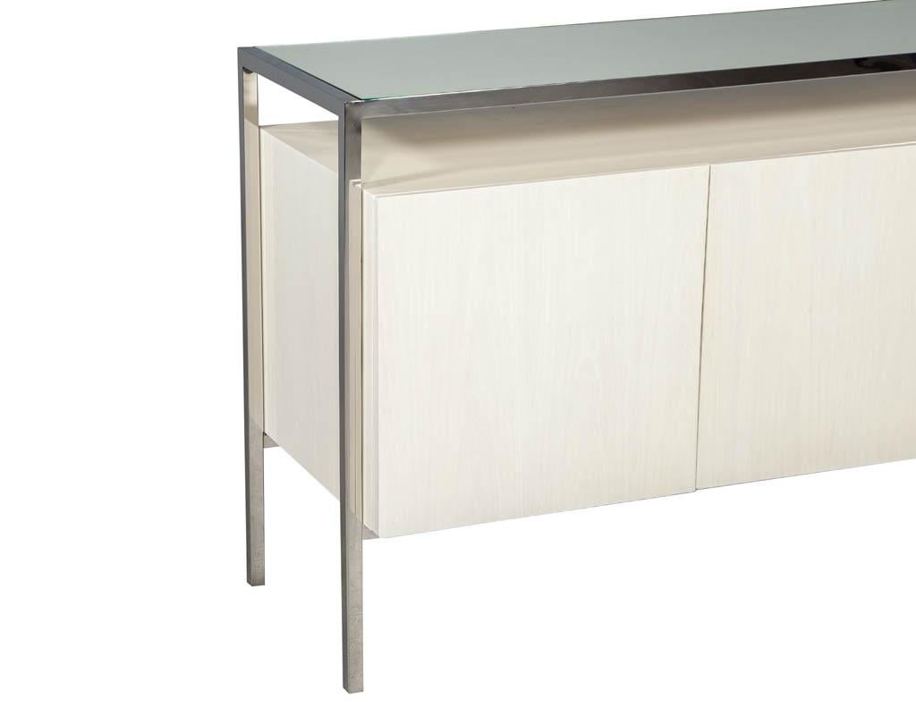 Modern White Lacquered Sideboard Console Stainless Steel 3