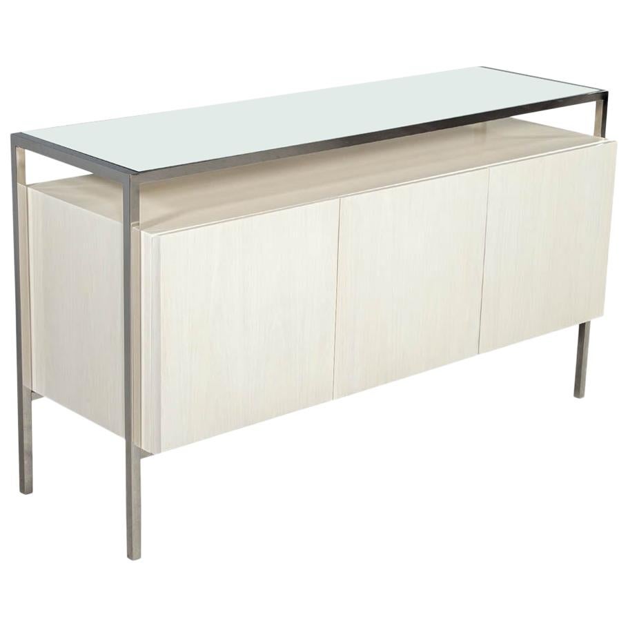 Modern White Lacquered Sideboard Console Stainless Steel