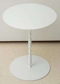 Modern White Lacquered Spindle Side Table