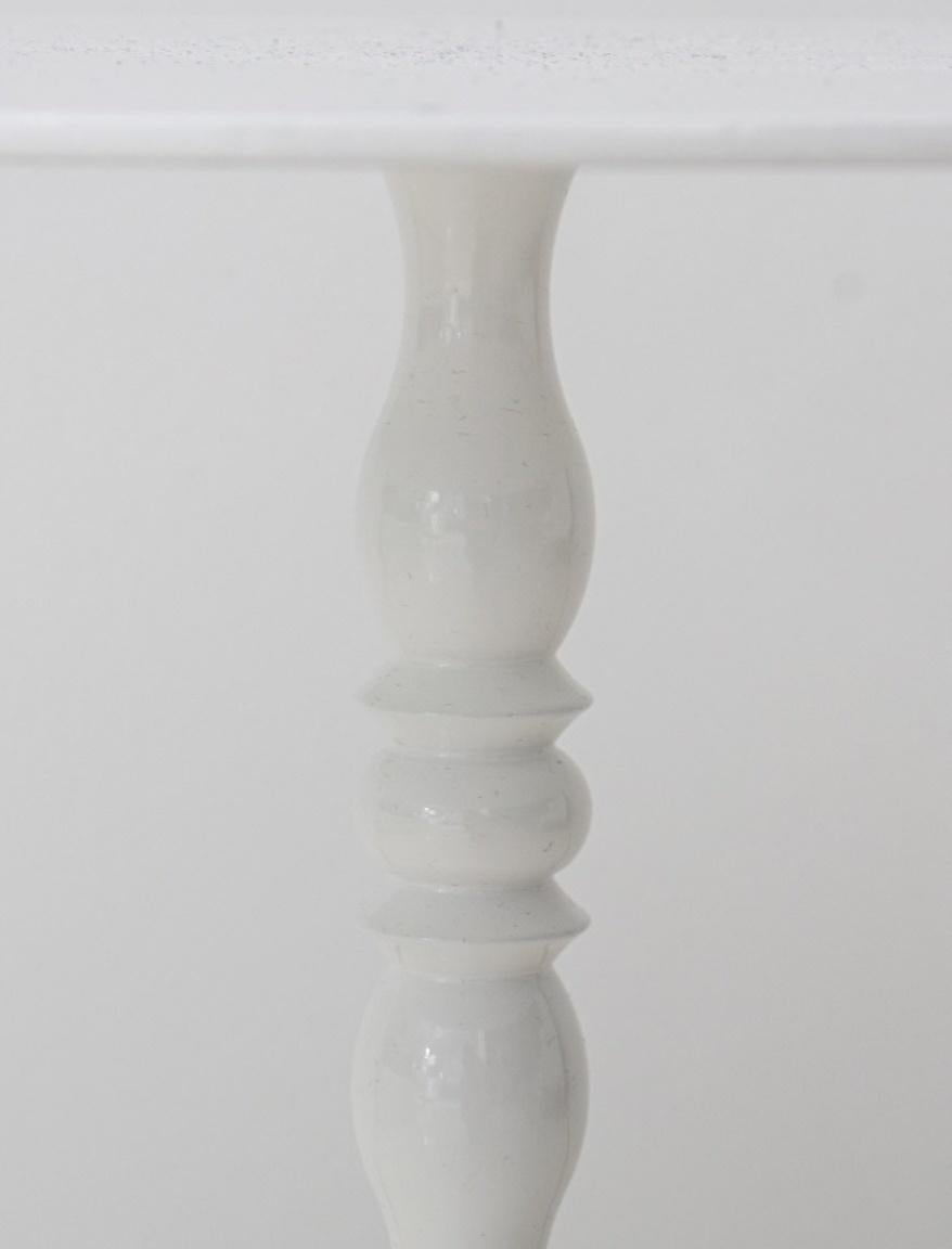 Contemporary Modern White Lacquered Spindle Side Table