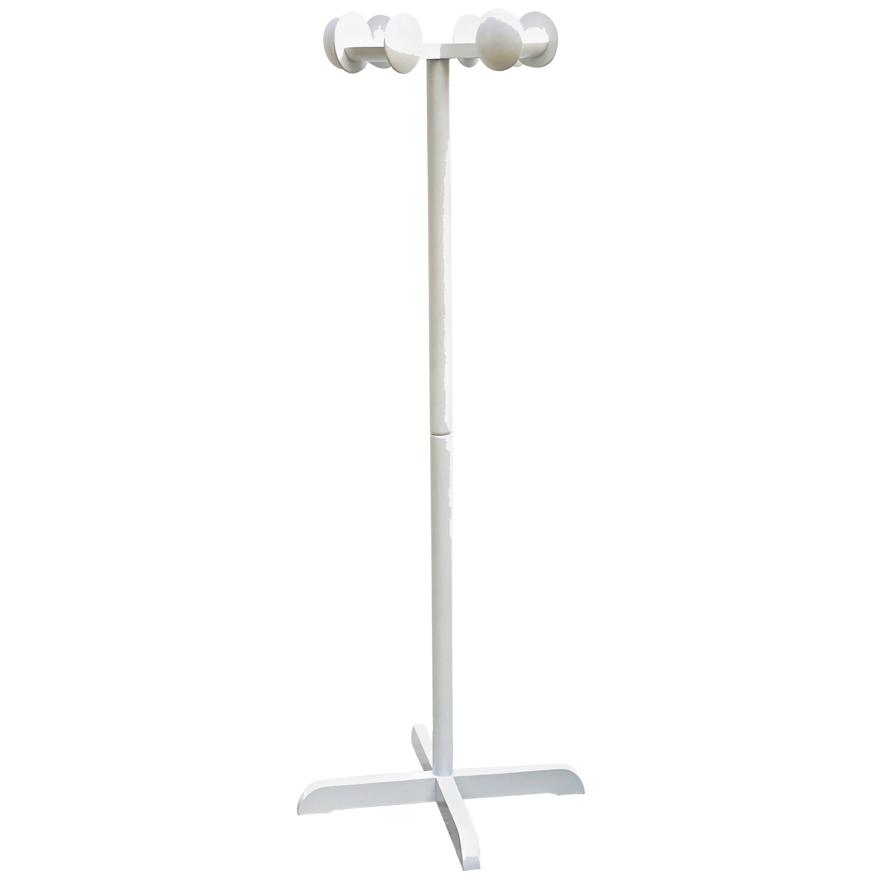 Modern White Lacquered Wood Coat Rack, Italy, 1970s For Sale