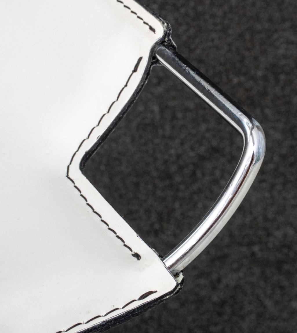 Metal Modern White Leather & Chrome Bar Stool, Pair
