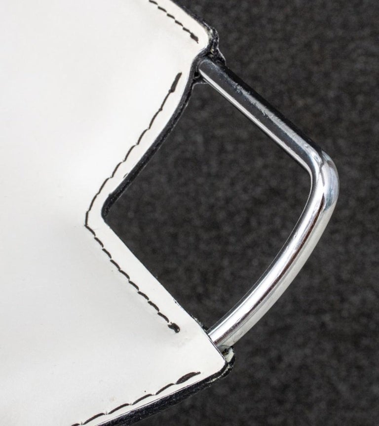Plush Extra Padded Set of 2 Leather Barstools With Footrest, Chrome Polished Counter Chairs, White