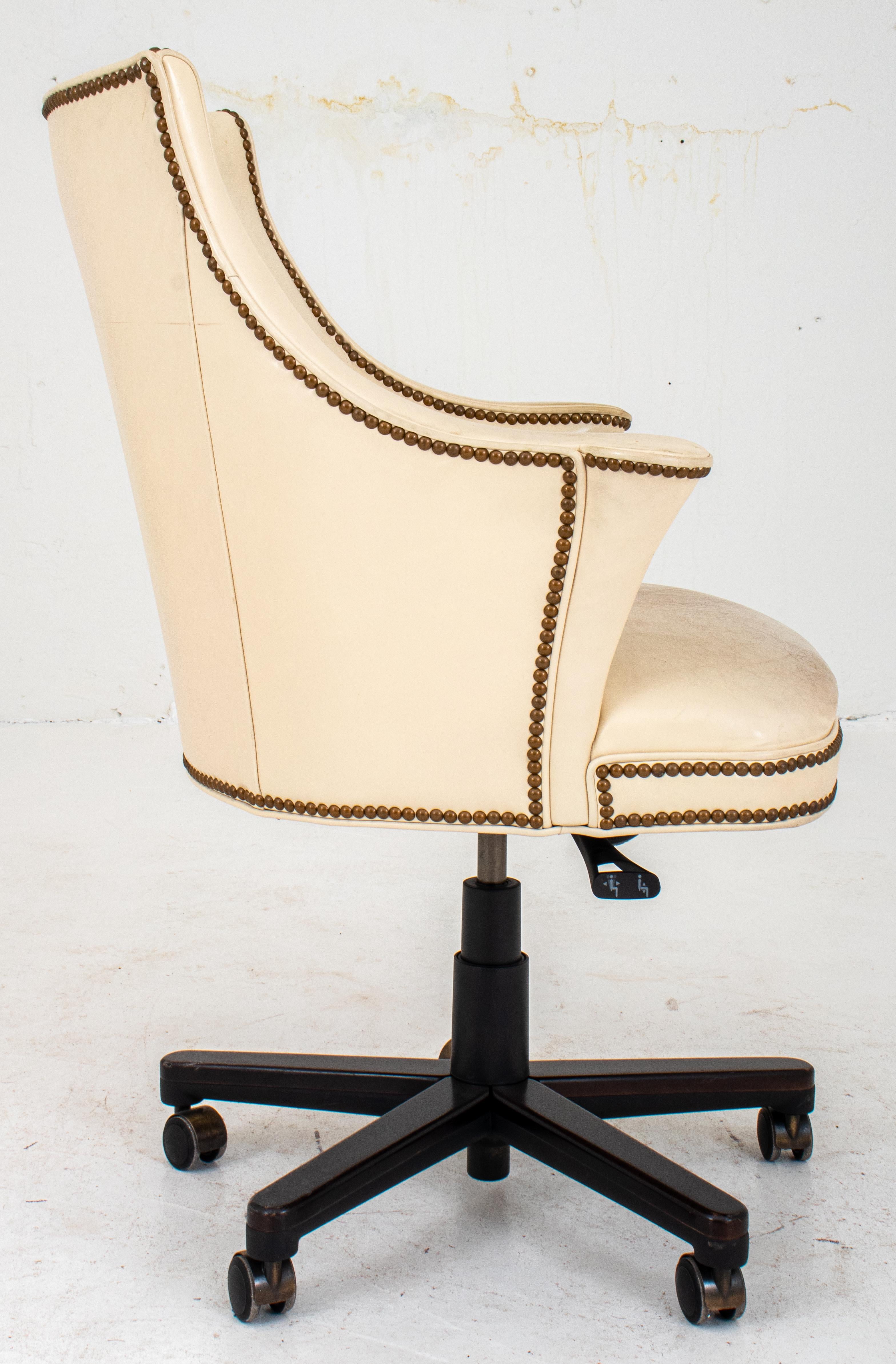 Modern White Leather Swivel Armchair 3