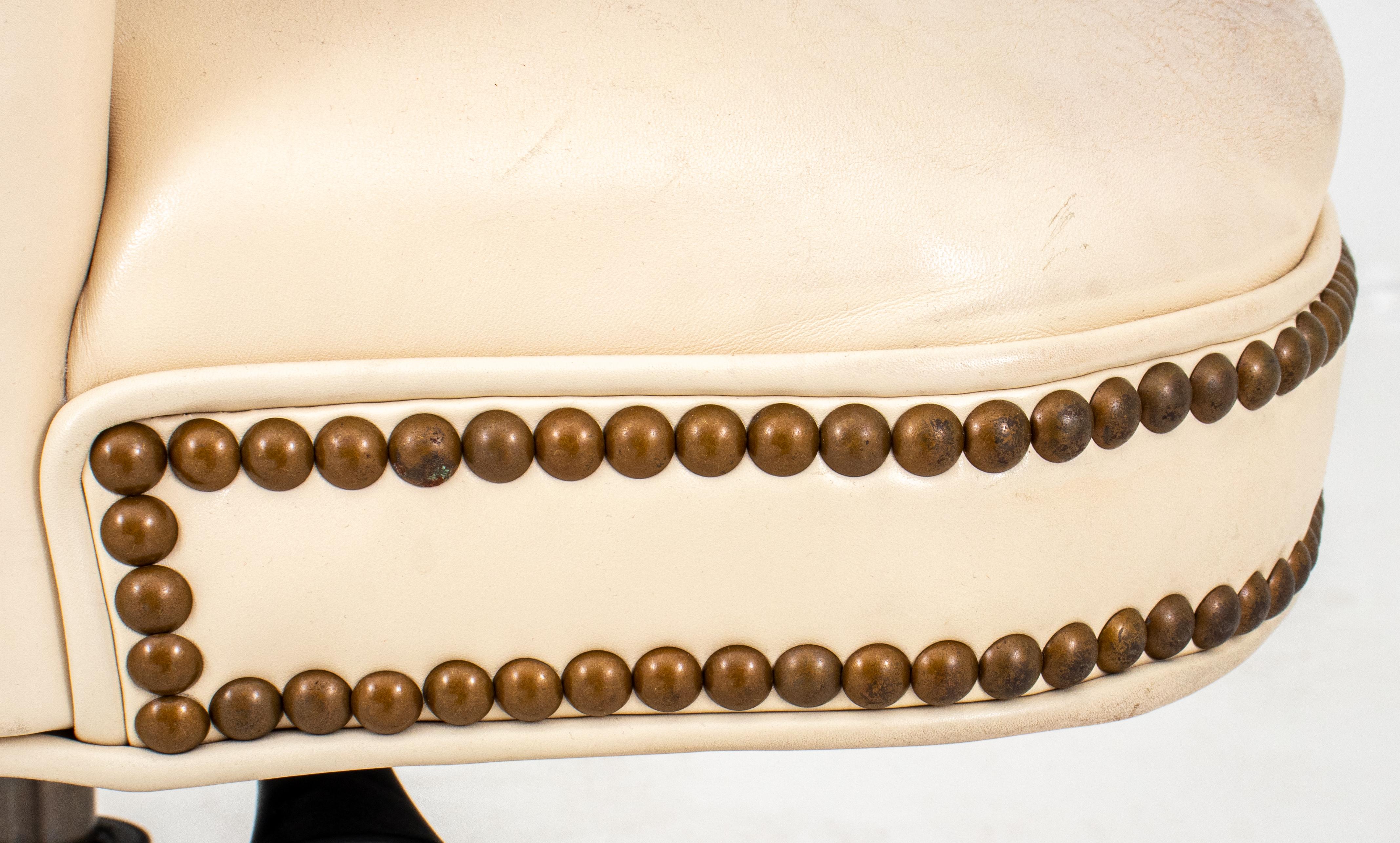 Modern White Leather Swivel Armchair 4