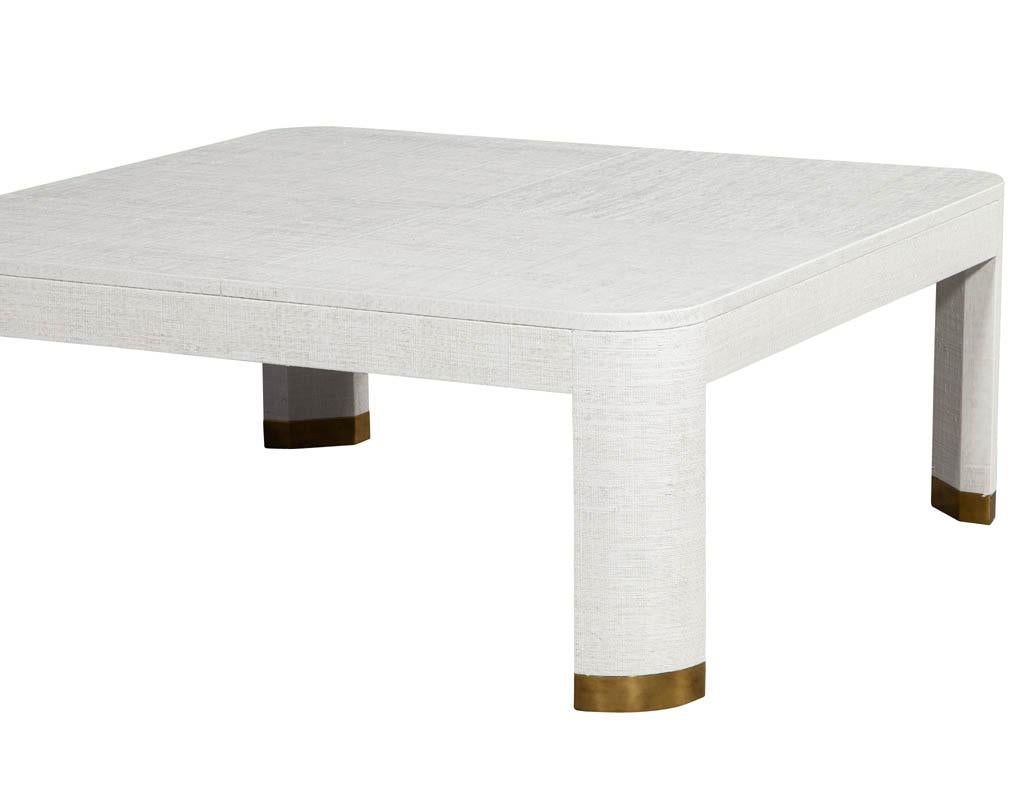 American Modern White Linen Clad Coffee Table