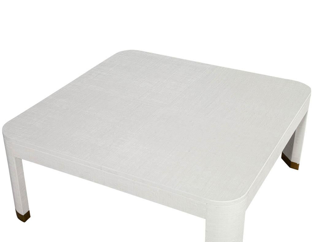 Modern White Linen Clad Coffee Table In Excellent Condition In North York, ON