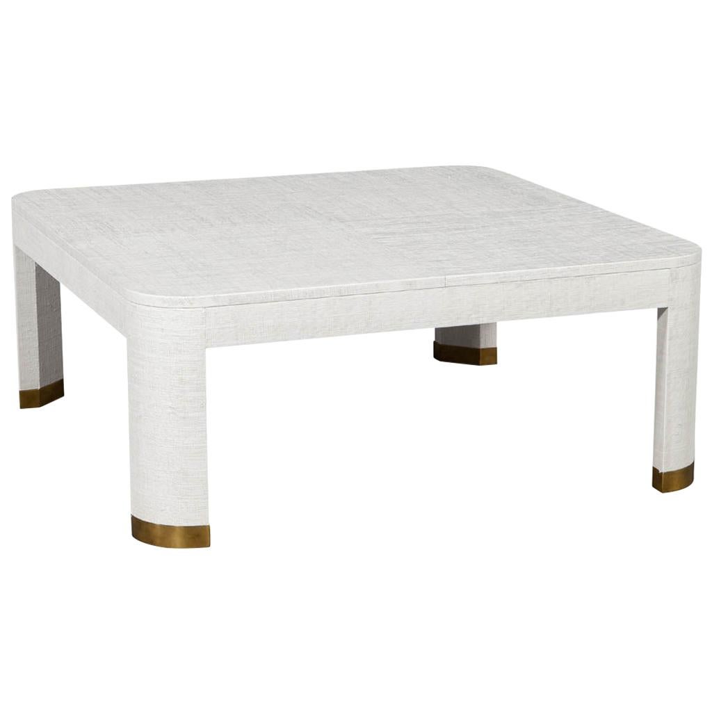 Modern White Linen Clad Coffee Table