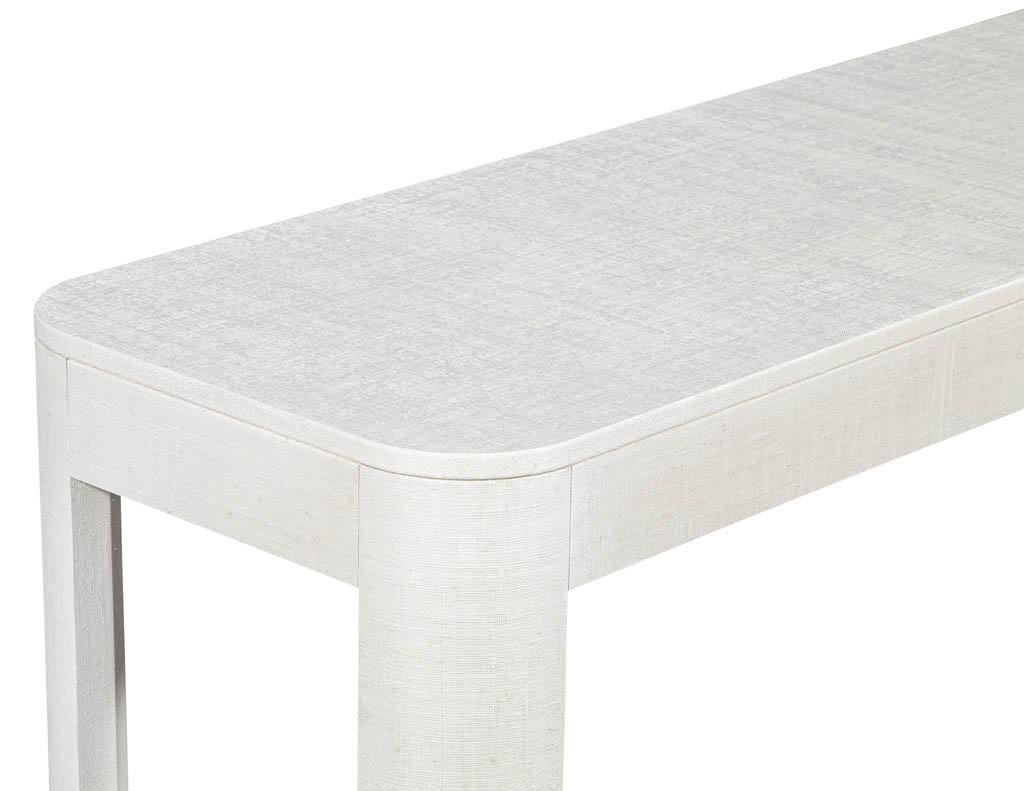 American Modern White Linen Clad Console Table