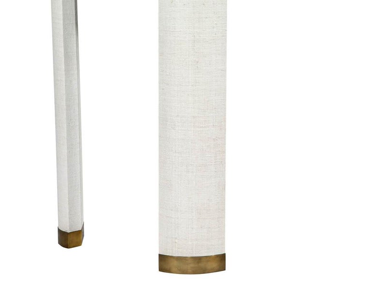Modern White Linen Clad Console Table For Sale at 1stDibs