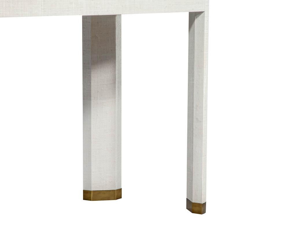 Contemporary Modern White Linen Clad Console Table