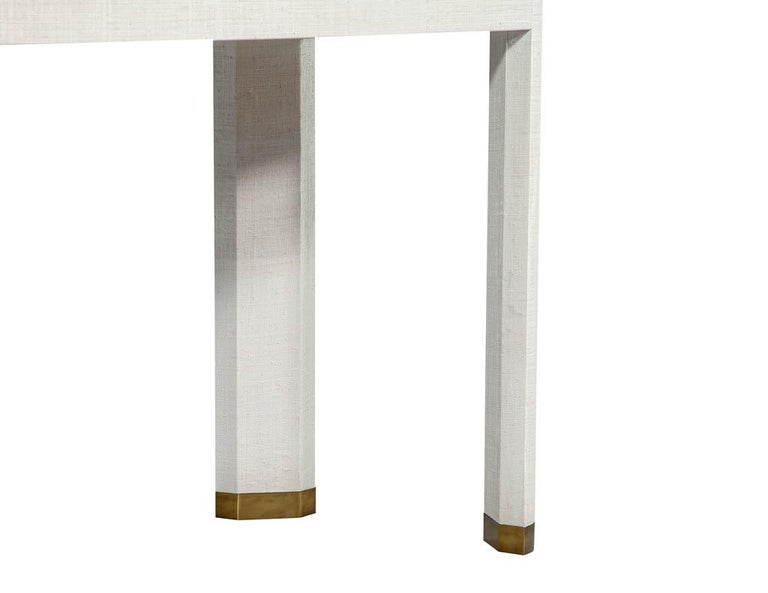 Modern White Linen Clad Console Table For Sale at 1stDibs