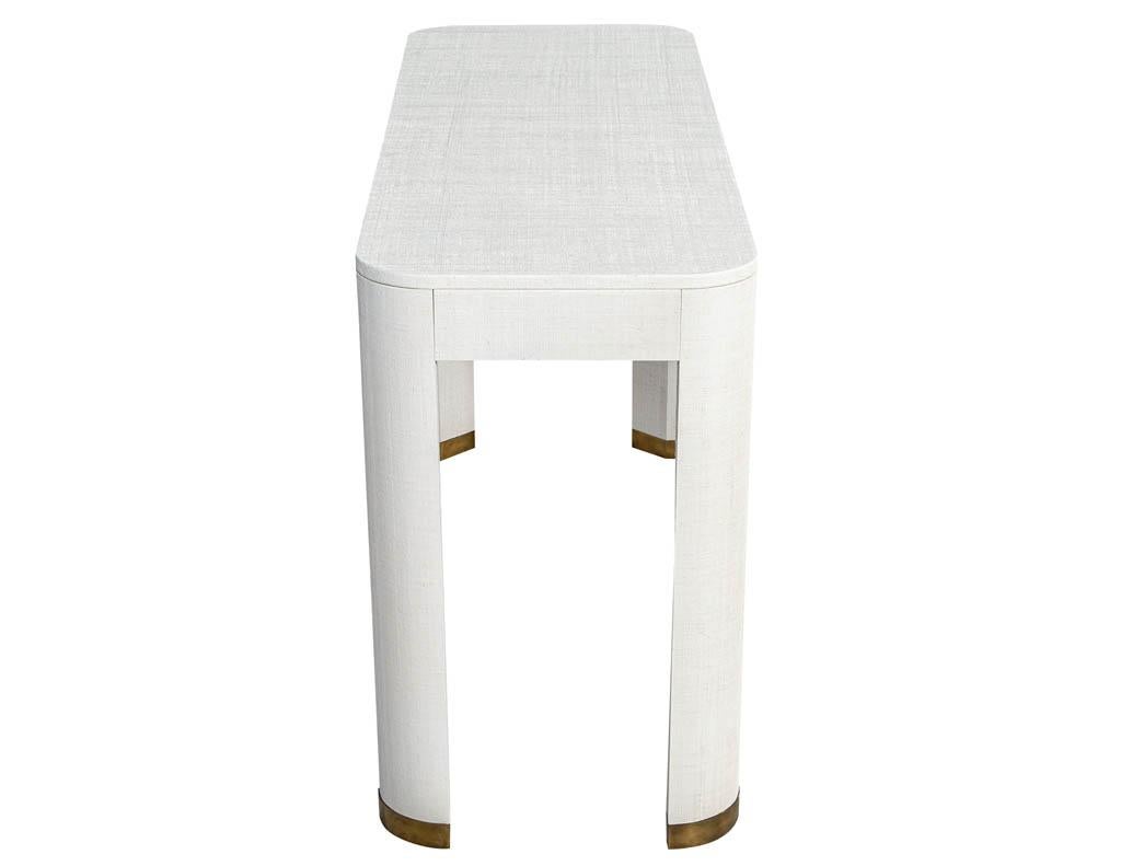 Modern White Linen Clad Console Table 1