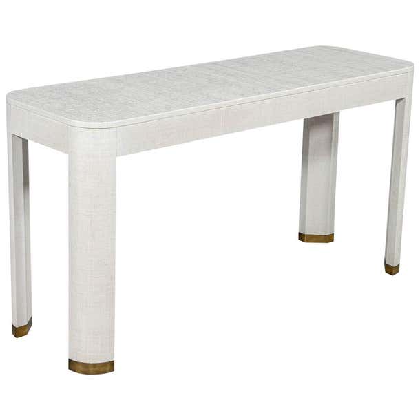 Modern White Linen Clad Console Table For Sale at 1stDibs | linen ...
