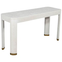 Modern White Linen Clad Console Table