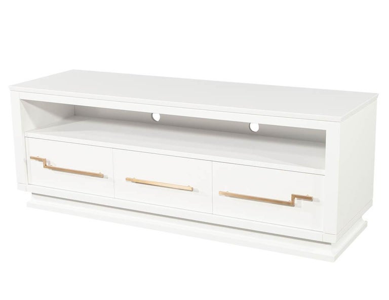 Modern White Media Console Cabinet For Sale 2