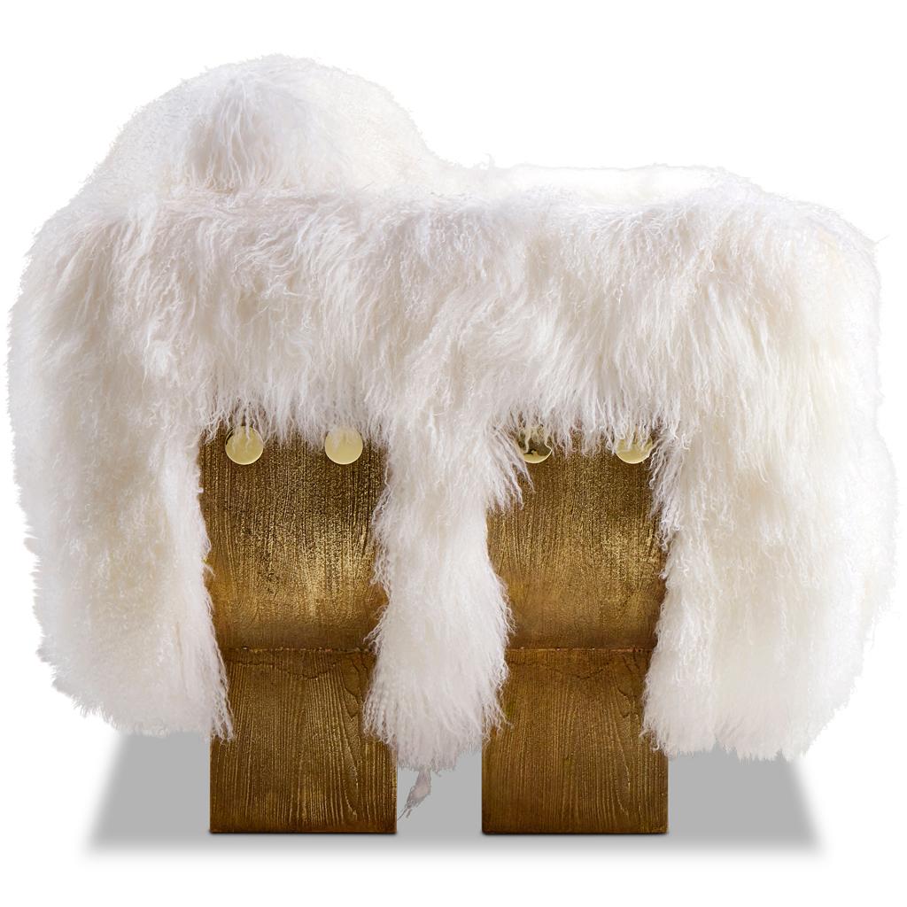 Moulage The Moderns White Mongolian Sheepskin, Solid Cast Brass, Primal Sofa by Egg Designs (en anglais) en vente