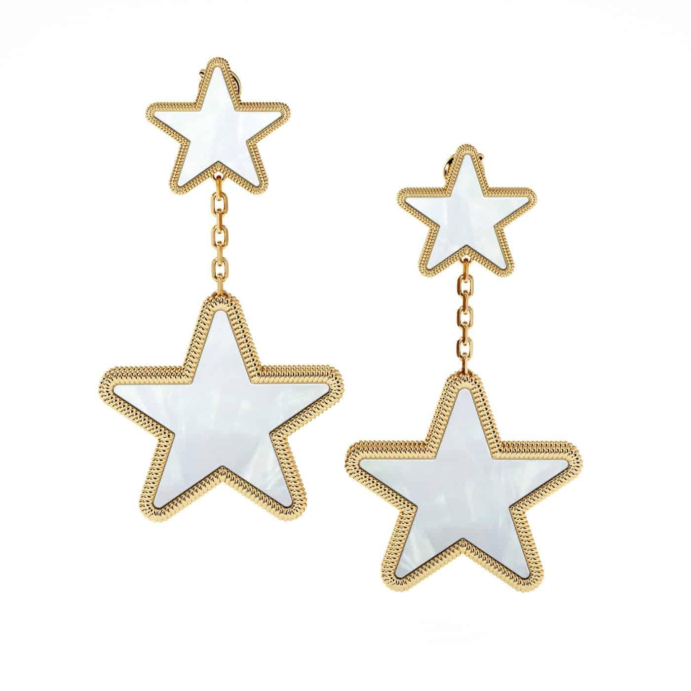 Each striking & spangled star is precisely carved from natural gemstones and encased in a beautiful solid gold rope finish with no visible prongs, creating a one-of-a-kind piece that brings double the luck and confidence to its wearer

18 Karat