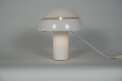 Modern White Murano Glass Mushroom Lamp Illuminated from Within